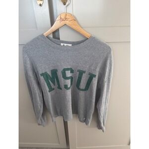 47 Brand Michigan State University MSU Grey Ribbed Thermal Long Sleeve Shirt S